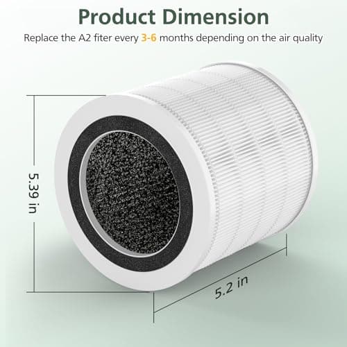 2 Pack H7126 Replacement Filter for GoveeLife H7126 Mini Air Purifier, 3-in-1 H13 True HEPA Air Filter for H7126 Air Purifier Filter for Dust, Pollen, Replace Part #H7126-RF 5