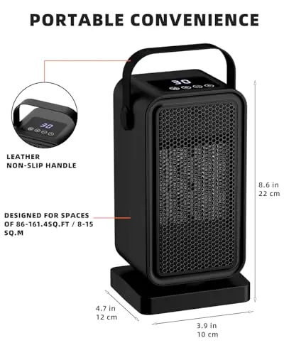 Small Space Heater for Indoor Use, Fast Heating Portable Desk Heater, Dual Power Modes, Timer & Overheat Protection – Personal Space Heater for Bedroom, Office, Home 7