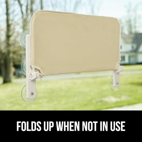 GORILLA GRIP Cat Window Perch, Foldable Cat Window Hammock Bed with 6 Large Suction Cups, Cordless Indoor Wall Shelves, Strong Metal Frame Holds 30lbs, Reversible Washable Sherpa Cover, Medium Beige 6