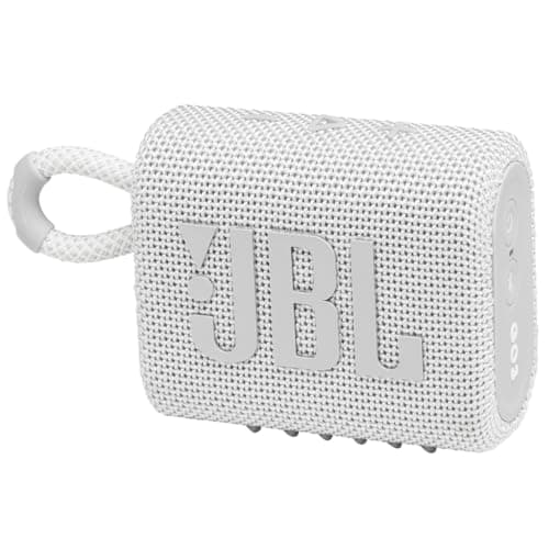 JBL Go 3 - Portable Mini Bluetooth Speaker, big audio and punchy bass, IP67 waterproof and dustproof, 5 hours of playtime, speaker for home, outdoor and travel (White)