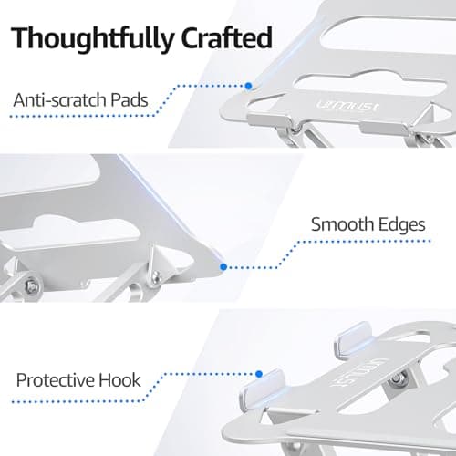 Urmust Laptop Notebook Stand Holder Adjustable Laptop Stand Portable Computer Riser Compatible with MacBook Air Pro HP Dell XPS Lenovo All Laptops 10-15.6"(Silver) 8
