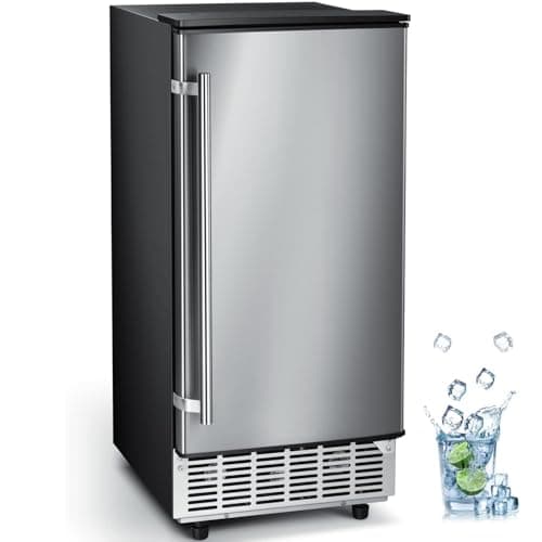 Kismile Commercial Built-in Ice Maker Machine,80Lbs/Day,Reversible Door,Undercounter Ice Cube Maker with 24H Timer,Self-Cleaning Function for Home/Office(Silver)