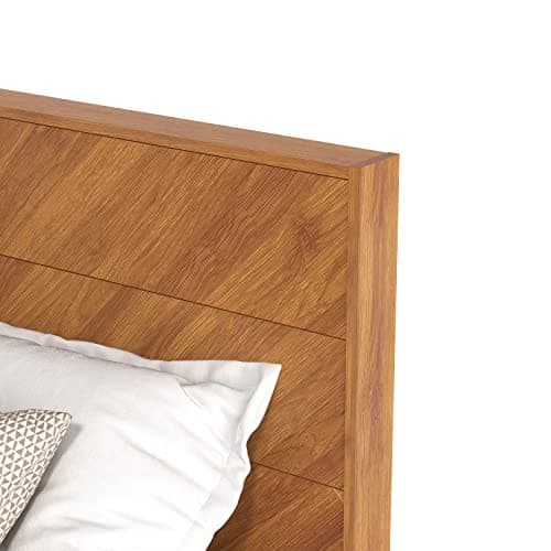 Galano Weiss Wood Platform Queen Bed Frame with Headboard, Fit 60'' x 80'' Mattress Foundation with Wood Slat Support, No Box Spring Needed, 64.2" L x 85.3" W x 40.1" H, Amber Walnut 6