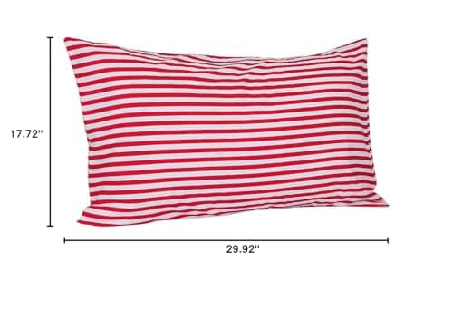 rockcloud Pillow Case Set 400 Thread Count 100% Cotton Standard Size 2pc, Red Stripe 8