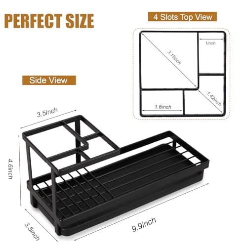 Toothbrush Holders for Bathrooms, Carbon Steel Tooth Brushing Holder Electric Toothbrush and Toothpaste Organizer Bathroom Accessories for Countertop, Shower, Sink - Matte Black 7