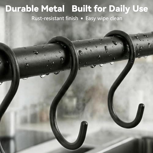 KAKIGO Kitchen Utensil Rack Organizer Wall-mounted Pot Pan Wall Hanger Holder For Hanging Rail with 10 S Hooks 5