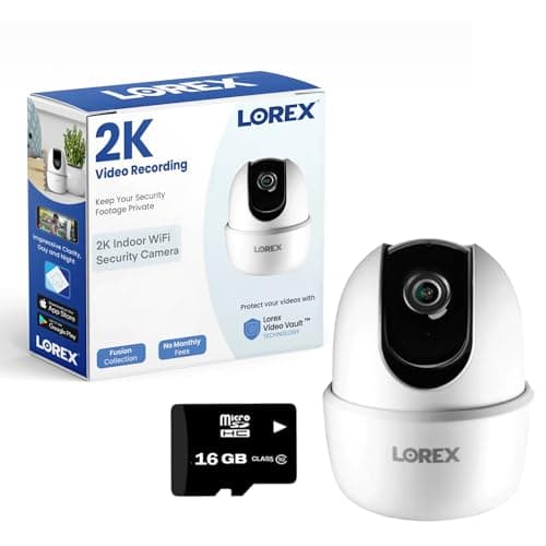 Lorex Pan & Tilt Indoor Wi-Fi Security Camera | 360° Pan & Tilt | Person Detection | Two-Way Talk | Person Detection | IR Night Vision | No Monthly Fee | Pre-Installed 16GB MicroSD