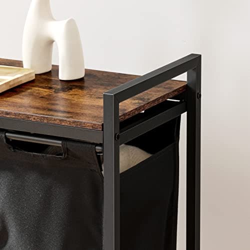 HOOBRO Laundry Sorter 4 Sections, Laundry Hamper with Wheels, 4 × 10.5 Gal (40 L), Rolling Laundry Basket, Pull-Out and Removable Oxford Fabric Bags, Rustic Brown and Black BF04XY01 7