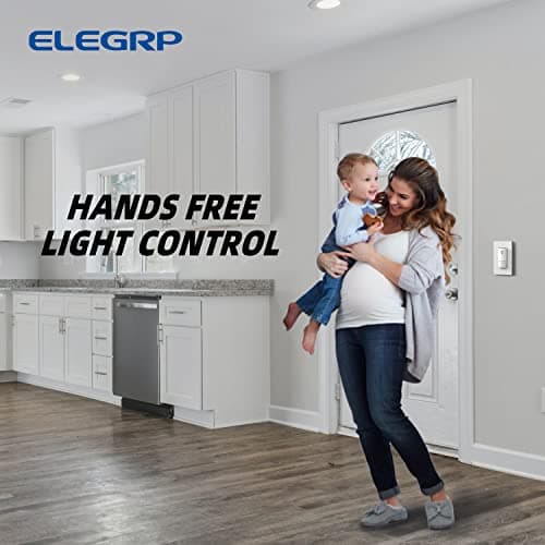 ELEGRP Occupancy Motion Sensor Light Switch, PIR Infrared Motion Activated Wall Switch, No Neutral Wire, Single Pole for CFL/LED/Incandescent Bulb, with Wall Plate, UL Listed (10 Pack, Matte White) 5