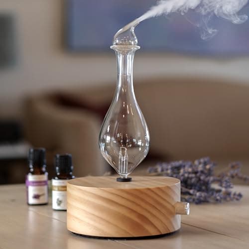 ArOmis Premium Glass Essential Oils Nebulizer - Waterless Diffuser for Aromatherapy - Handmade Oil Diffuser, Wooden Base, No Plastic, No Heat, No Battery, No LEDs - Solum Lux Merus