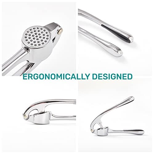 HiramWare Garlic Press, Premium Rust Proof Kitchen Garlic Mincer Crusher Squeezer with Ergonomic handle, Ginger Crusher with Good Grip, Easy to Clean, Dishwasher Safe 6