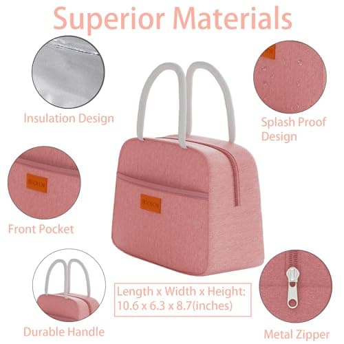 JBGOYON® Bento Lunch Box Set - 3 Stackable Containers for Adults and Kids，lunch box for women- Includes Lunch Bag, Leak-Proof and BPA-Free - Built-in Utensil Set - Dishwasher Safe (Pink) 5