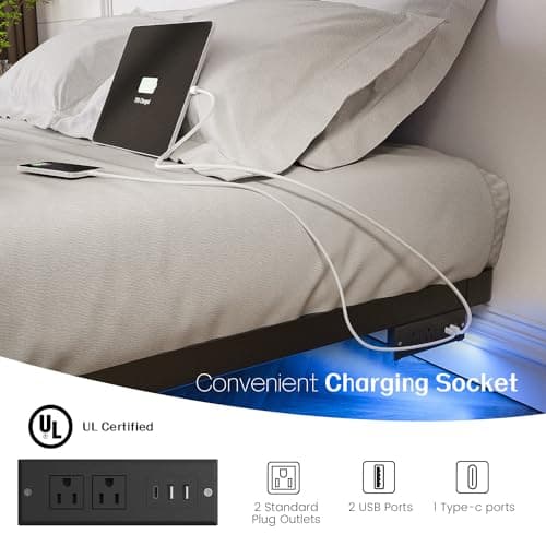 OLEVS Floating Bed Frame Queen Size with Smart LED Lights and Charging Station - Modern Metal Platform Bed, Easy Assembly No Box Spring Needed 5