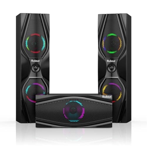 Bobtot Home Theater Systems Surround Sound Speakers - 1200 Watts 10 inch Subwoofer 5.1/2.1 Channel Audio Stereo System with ARC Optical Bluetooth Input for 4K TV Ultra HD AV DVD FM Radio USB 5