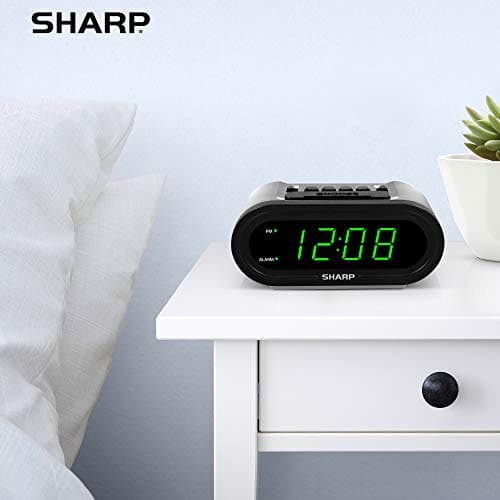 Sharp AccuSet Automatic Smart Alarm Clock – Self-Setting Digital Clock, Auto Time & DST Adjustment, Easy-Read Green LED Display, Battery Backup, Simple Plug-and-Play Clock for Seniors & Bedrooms 8
