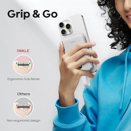 iWALK Magnetic Power Bank 10000mAh, 30W Wireless Portable Charger with Fast Charging USB-C Cable,Qi2 Certified 15W Battery Pack with LED Display for iPhone 17/16/16 Pro/15/14/13 Series, Samsung Galaxy 6