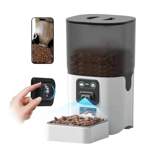 PAPIFEED Automatic Cat Feeder Adjustable Angle‌ Two-Way Audio 2.4G WiFi Pet Feeder with Camera Easy to Clean Detachable Feeding Schedule 1-10 Meals Per Day Perfect for Cats Small Dogs 6L Capacity