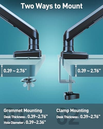 Single Monitor Desk Mount, 13-32 inch Adjustable Full Motion Monitor Arm, Computer Monitor Stand Holder with Clamp and Grommet Base, Fits 4.4 to 22lbs Screens, VESA Mount Bracket, Black, Freelift Pro 7