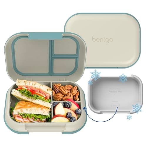 Bentgo Chill Max Leak-Proof XL Lunch Box - Included Ice Pack Keeps Food Cold; 5-Cup Capacity for Adults & Ages 8+, 3 or 4 Compartment Bento Box, BPA-Free, Dishwasher Safe (Bone & Glacier Blue)