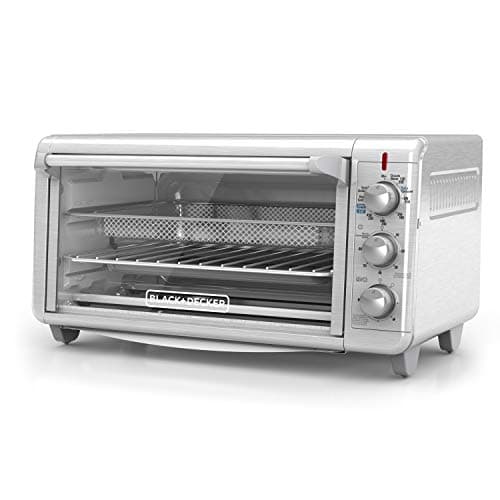 BLACK+DECKER Crisp 'N Bake Air Fry Countertop Convection Toaster Oven, XL Capacity, 8-Slice, 5-in-1, Fits 9” x 13” pan,12” Pizza, 60-Min Timer, Bake, Broil, Air Fry, Toast, Keep Warm, Stainless Steel