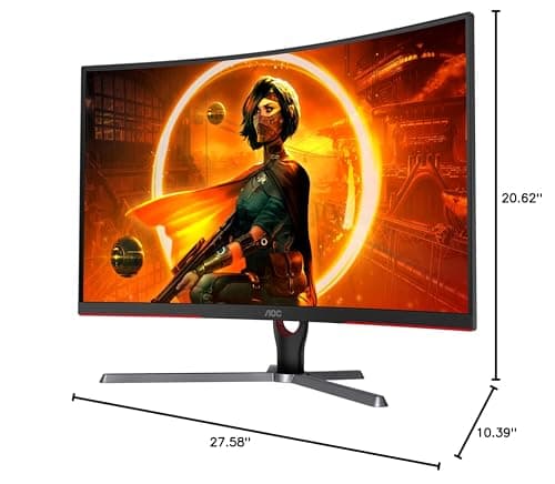 AOC CQ32G3SE 32" Curved Gaming Monitor 2K QHD 2560x1440, 1000R, 165Hz 1ms, AMD FreeSync Premium, 3-Year Zero Dead Pixel Guarantee,Black 7
