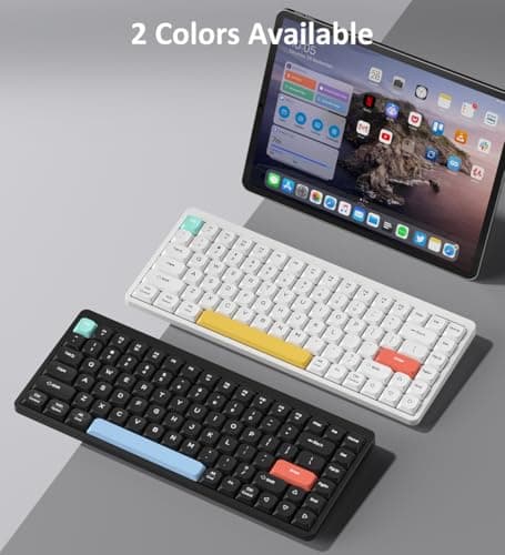 LINKEET Wireless Mechanical Keyboard 2.4G/Bluetooth, Ultra-Slim Low Profile Silent Mechanical Red Switch, 75% Compact 84 Keys TKL Gaming Keyboard with Ergonomic Magnetic Feet for Multi Device, Black 7