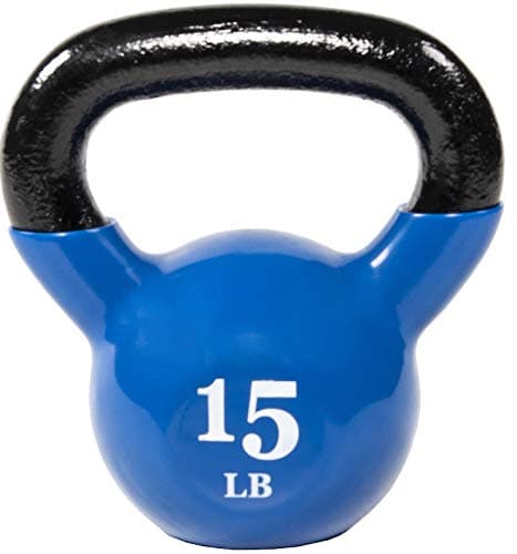Fitvids All-Purpose Color Vinyl Coated Kettlebell – 15 Pounds – Flats – Various