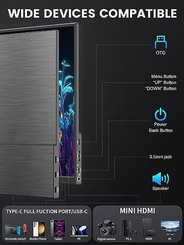 MAGICRAVEN 4K Portable Monitor, 14.5" IPS Laptop Screen, Slim Lightweight 1500:1 Dual USB C HDMI Gaming Display with Speakers, Travel Monitor for PC Phone PS5/4 Xbox Switch 6