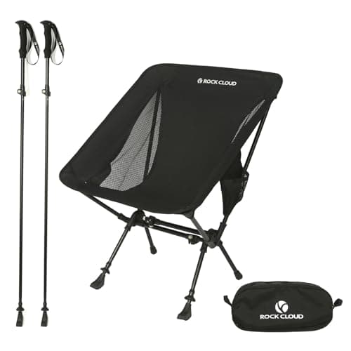 ROCK CLOUD Portable Camping Chair Ultralight Folding Chairs and Trekking Pole 2 in 1 for Outdoor Camp Hiking Backpacking Lawn Beach Sports