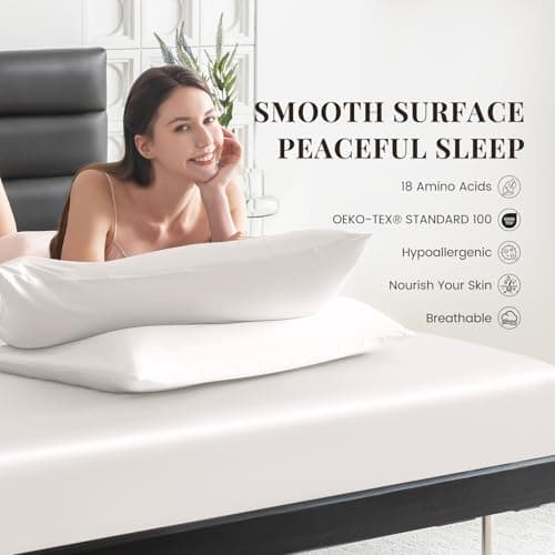 THXSILK Silk Pillowcase 22 Momme Pure Mulberry Silk Pillowcases with Hidden Zipper Soft Breathable Pillow Cover for Hair and Skin King, White 5