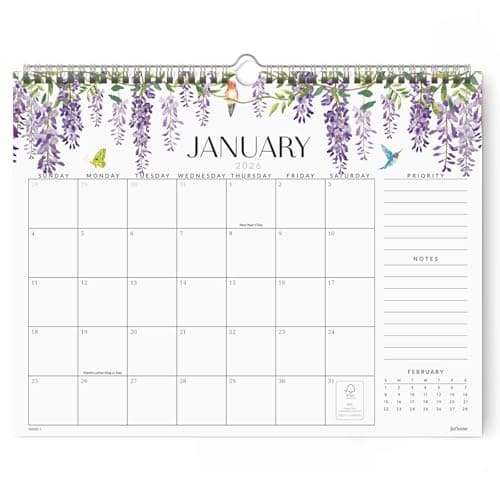 Jotsome Wall Calendar 2026, Aesthetic Monthly Wall Calendar From Now to December 2026 14.2x11.2 inch, Wall Decoration in Home and Office for Easy Organizing, Gift for the Holidays (Floral)