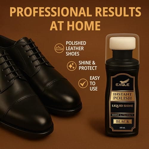 Eagle Black Liquid Shoe Polish for Shoes & Boots - Instant Shine Leather Polish with Built-In Sponge Applicator & 2 Cleaning Wipes | Cleans, Conditions & Restores Shine in Seconds 6