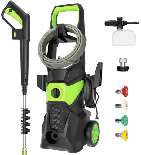 Electric Pressure Washer - 3000PSI Electric Power Washer with 33FT Pressure Hose, 33FT Power Cord, 4 Nozzles,450ML Foam Bottle, High Pressure Washer for Cars, Fences, Patios, Driveways