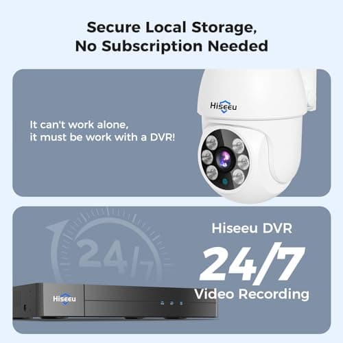 【355°Pan and 90°Tilt】 Hiseeu 5MP AHD CCTV PTZ Home Wired Security Camera 100ft IR Clear Night Vision Analog TVL Security Dome Wired Camera for Indoor Outdoor Security Replacement Camera 1PCS 7