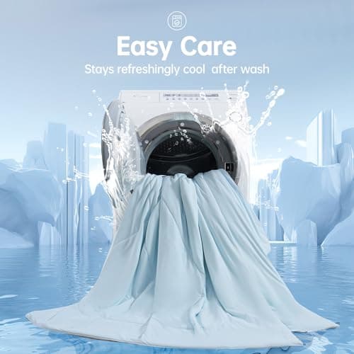 OtterOasis Cooling Comforter Oversized King for Hot Sleepers, 108"x90" Summer Cooling Blanket for Night Sweats, Silk Soft Lightweight Breathable All-Season Blue Cooling Quilt Blanket 7
