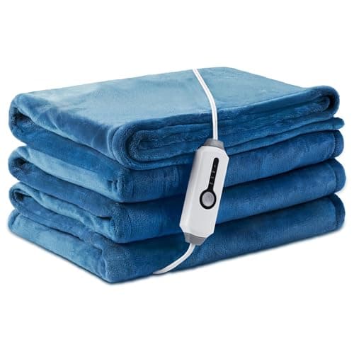LaffyLo Electric Heated Blanket Full Size 72"×84", Luxurious Breathable Flannel with 4 Heat Settings, 10-Hour Auto Shut-Off & Overheat Protection, for Bed & Couch, Cozy Gift - Lake Blue