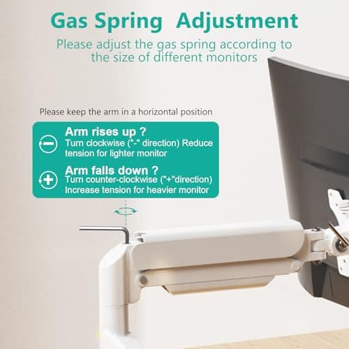 WALI Single Monitor Arm Mount Stand, Adjustable Gas Spring Arm Monitor Mount for Display up to 32 Inch,19.8lbs Capacity (GSMP001W), White 6