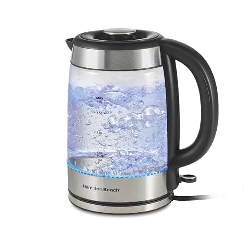 Hamilton Beach Electric Tea Kettle, Water Boiler & Heater, 1.8 Liter, Cordless Serving, 1500 Watts for Fast Boiling, Auto-Shutoff and Boil-Dry Protection, Easy-View Glass (40853C)