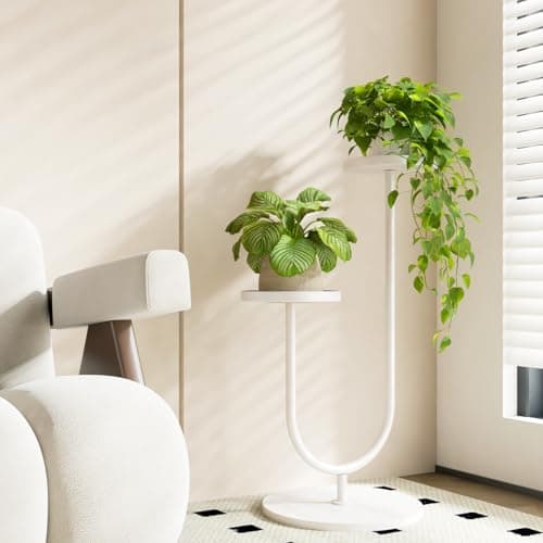Bamworld White Plant Stand for Indoor Plants Tall Planter Stand for Multiple Plants Display Corner Plant Stand Rack for Living Room Bedroom Patio Decor