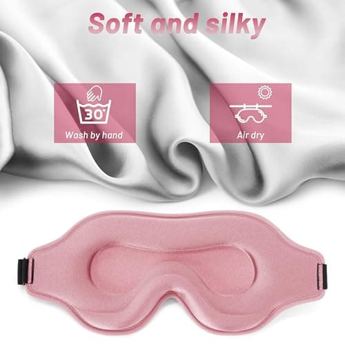 Sleep Eye Mask for Men Women, Lash Extensions 3D Sleeping Mask, Travel Blackout Night Blindfold Eye Shade Cover with Adjustable Strap (Pink-3D) 6
