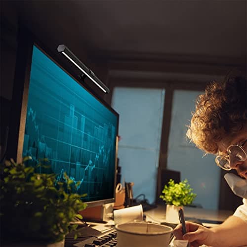 CIVHOM Computer Monitor Light Bar - LED Desktop/Home/Office Lamp - Rotatable Gravity Ball - Fits 0.3"-1.6" Thick Screens - 3 Color & 10 Brightness Levels 6