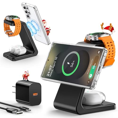 Magnetic Wireless Charger for Samsung, 3 in 1 Mag-Safe Fast Wireless Charging Station for S26 Ultra S25 S24 S23 S22/Z Fold/Z Flip 7, Galaxy Watch Charger for Galaxy Watch Ultra/8/7/6, Galaxy Buds Pro