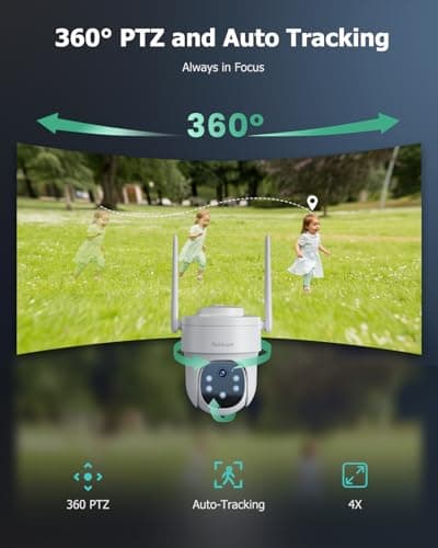 Rebluum AOV Security Camera, 24H Non-Stop Recording, 2K Security Cameras Wireless Outdoor, Cameras for Home Security with 360° PTZ, Solar-Powered, Auto Tracking, 512G Local Storage(Not Include) 9