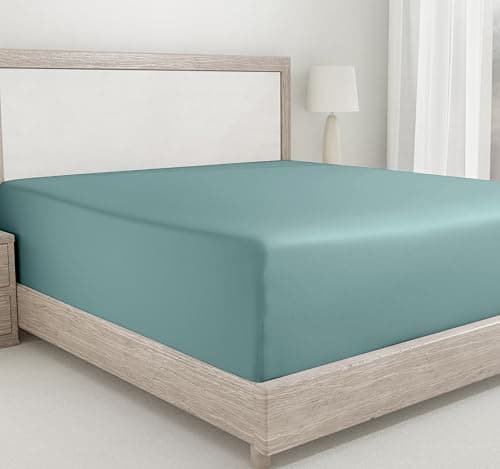 California Design Den Deep Pocket Twin XL Fitted Sheet, Soft 400 Thread Count 100% Cotton Sateen, No Pop-Off Elastic, Durable Deep Pocket, Fitted Sheet Only (Twin XL, Teal)