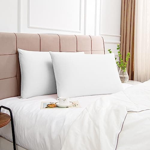Deep Dream 100% Cotton Pillow Cases Standard Size Set of 2, 600 Thread Count Cotton Pillowcases Standard, White Pillow Cases Set of 2 with Envelop Closure, 20x26 Inches 6