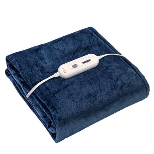 Tefici Electric Heated Blanket Twin,Super Cozy Soft 2-Layer Flannel 62" x 84" Heated Twin Size with 3 Heating Levels 8 Hours Auto Off, Machine Washable, ETL and FCC Certified, Home Office Use, Blue