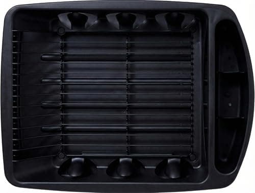 Tribello Sink Dish Drying Rack, Heavy Duty Hard Plastic Drying Rack, Dish Drainer for Kitchen Counter with Drainboard Set, with Silverware Holder - 18 x 13 x 6 (Black) - Made in USA 6