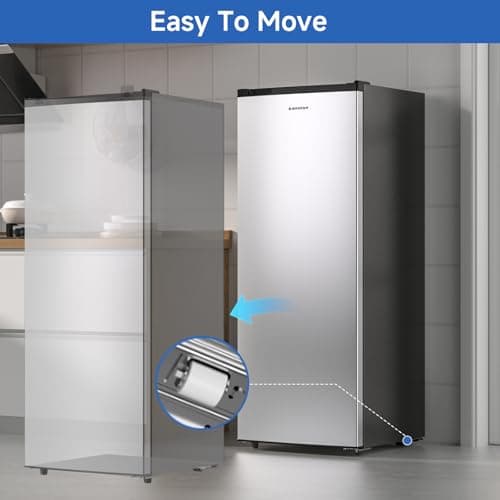 BANGSON Upright Freezer, 7.0 Cu.ft Stand Up Freezer, Convertible Upright Freezer/Refrigerator, Single Door for Kitchen,Garage, Office, Apartment, Silver 7