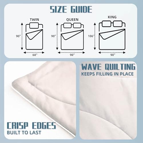 DOWNCOOL Cooling Comforter, Cream White Cooling Blanket King Size, Cooling Duvet for Hot Sleeper, Breathable Summer Quilt, Lightweight Soft Q-Max>0.4 Arc-Chill Cool Comforter,106"X90" 5