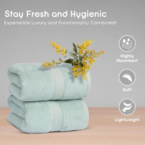 Ariv Premium Jumbo Bath Towels Pack of 2, Beach Towel, Extra-Large Bath Sheets, 100% Cotton, Super Soft, Highly Absorbent, Quick Dry, Durable, Great Value, Perfect for Home & Bathroom - Duck Egg 2